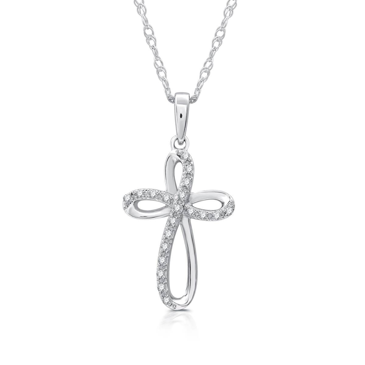 Nova Star(R) 1/10ctw. Lab Grown Diamond Ribbon Cross Pendant