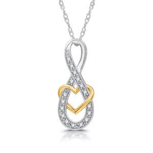 Nova Star(R) Two-Tone Lab Grown Diamond Ribbon & Heart Pendant