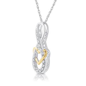Nova Star(R) Two-Tone Lab Grown Diamond Ribbon & Heart Pendant alternate view