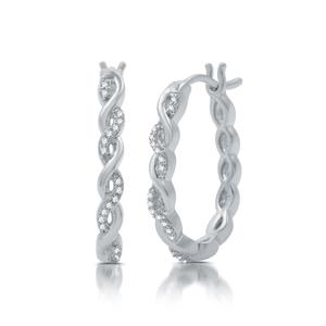 Nova Star(R) Sterling Silver 1/10ctw. Lab Grown Twist Hoop Earrings alternate view