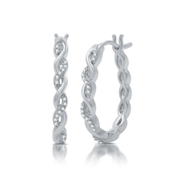 Nova Star(R) Sterling Silver 1/10ctw. Lab Grown Twist Hoop Earrings alternate view
