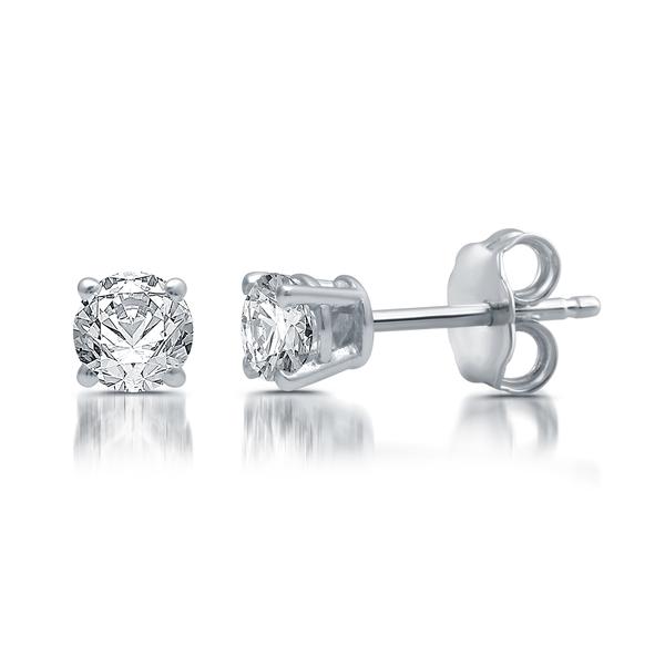 Nova Star(R) White Gold Lab Grown Diamond Prong Set Stud Earrings alternate view