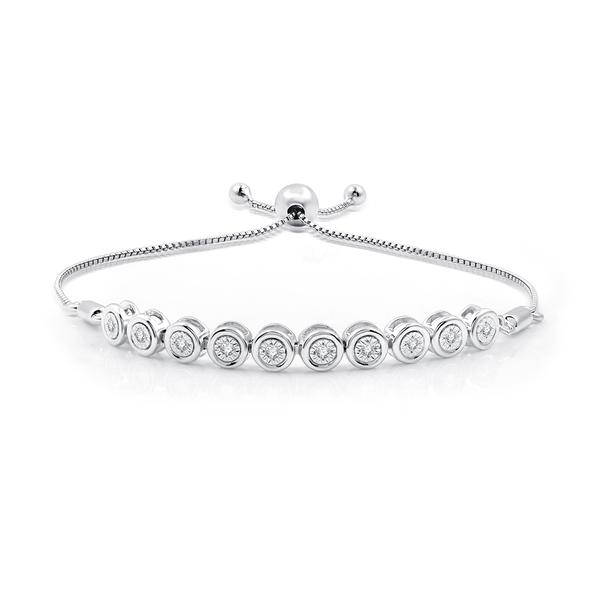 Nova Star(R) Sterling Silver & Lab Grown Diamond Link Bolo Bracelet
