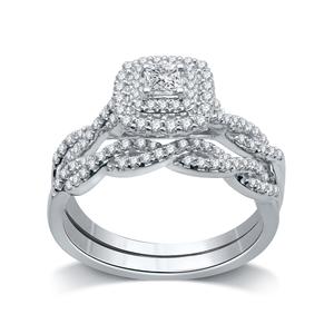 Nova Star(R) Lab Grown Diamond Cushion Halo Bridal Set
