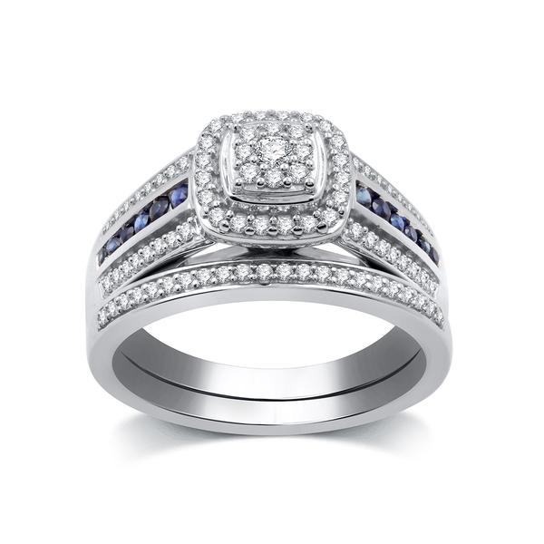 Nova Star(R) Lab Grown 3/8ctw. Diamond Sterling Silver Wedding Set