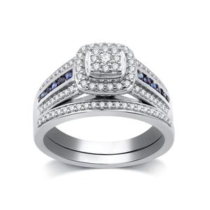 Nova Star(R) Lab Grown 3/8ctw. Diamond Sterling Silver Wedding Set