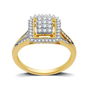 Nova Star(R) 14kt. Gold Plated 1/3ctw. Lab Grown Diamond Halo Ring