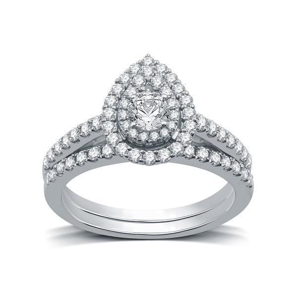 Nova Star(R) Lab Grown Diamond Pear-Shaped Double Halo Bridal Ring