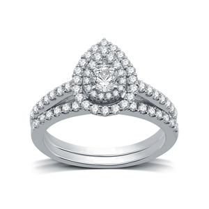 Nova Star(R) Lab Grown Diamond Pear-Shaped Double Halo Bridal Ring