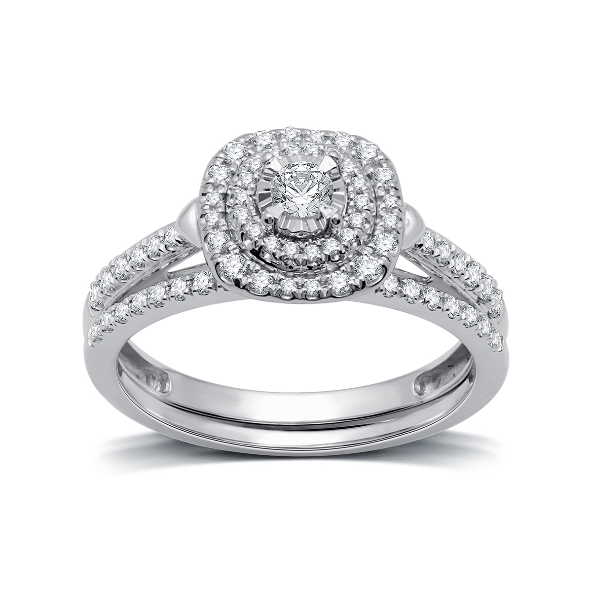 Nova Star(R) 1/2ctw. Lab Grown Diamond Double Halo Bridal Set