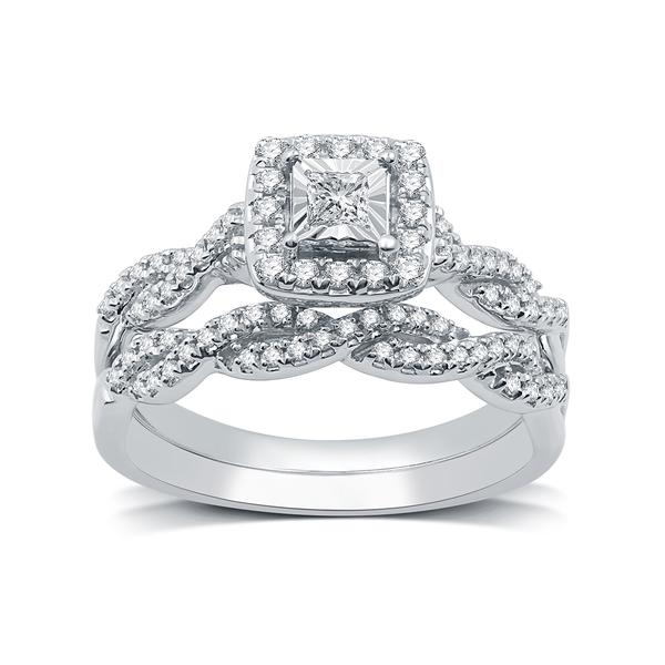 Nova Star(R) Lab Grown Diamond Halo Twisted Shank Bridal Set