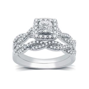 Nova Star(R) Lab Grown Diamond Halo Twisted Shank Bridal Set