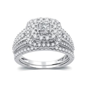 Nova Star(R) Lab Grown Diamond Double Cushion Halo Bridal Set