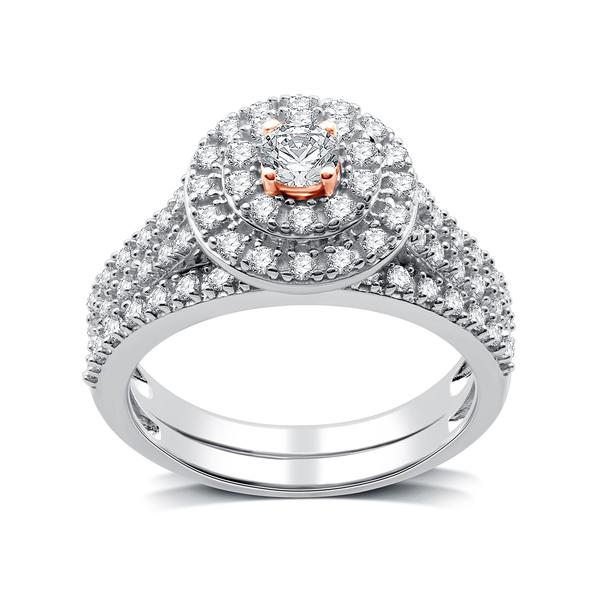 Nova Star(R) Two-Tone Lab Grown Diamond Double Halo Bridal Set