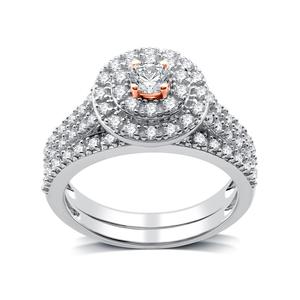 Nova Star(R) Two-Tone Lab Grown Diamond Double Halo Bridal Set