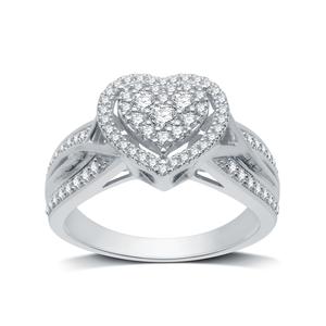 Nova Star(R) 1/2ctw. Lab Grown Diamond Heart Cluster Bridal Ring