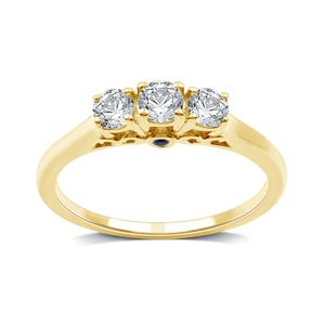 Nova Star(R) Lab Grown Diamond 3 Stone & Blue Sapphire Bridal Ring