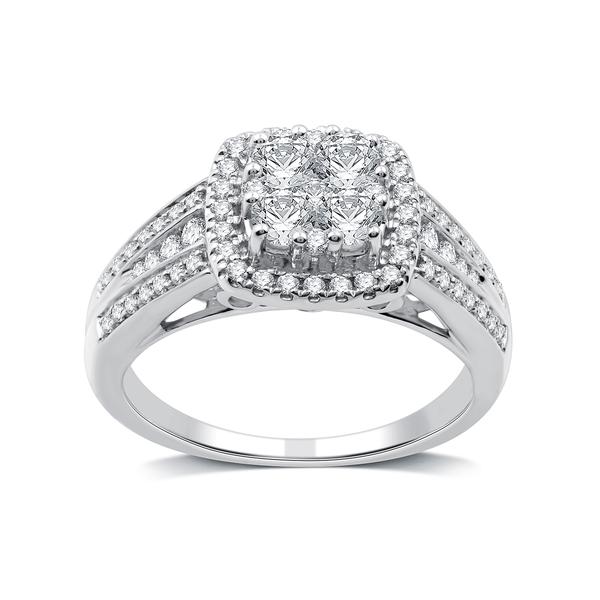 Nova Star(R) 1ctw. Lab Grown Diamond Cushion Cluster Bridal Ring