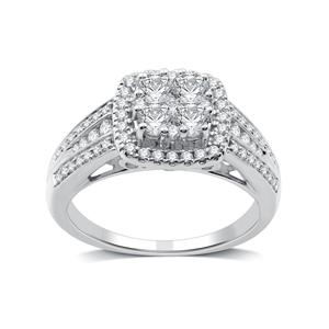 Nova Star(R) 1ctw. Lab Grown Diamond Cushion Cluster Bridal Ring