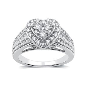Nova Star(R) 1ctw. Lab Grown Diamond Heart Cluster Bridal Ring
