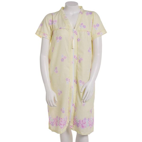 Womens Elegant Emily Short Sleeve Floral Zip Front Duster alternate view