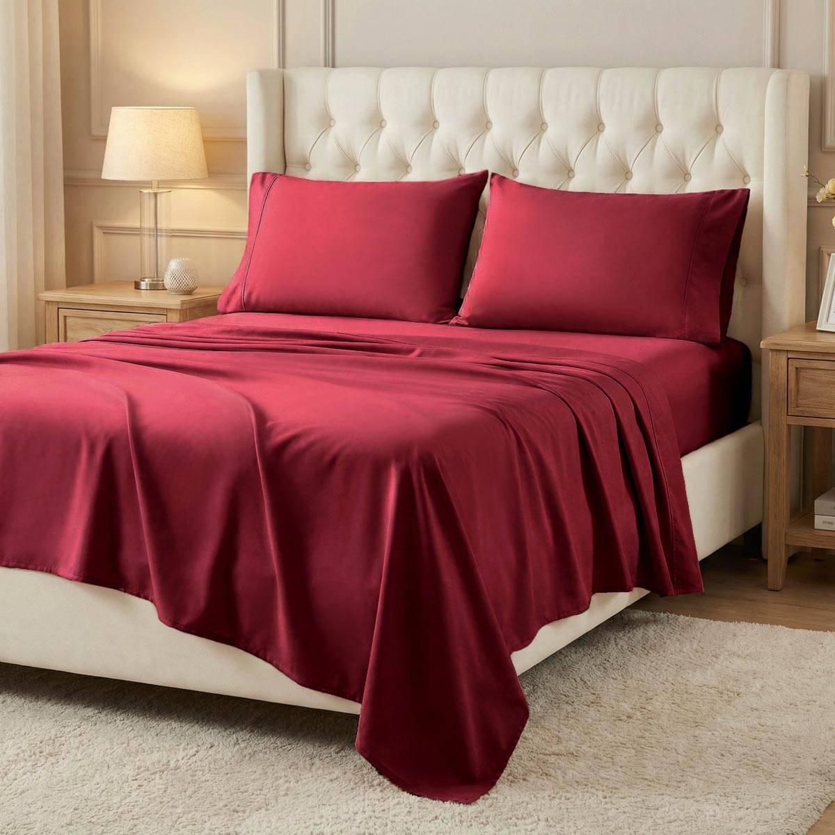 P300SKSH SLBH 300-Thread Count Cotton Percale Solid Deep Pocket Sheet Set, Blush - Split King Size