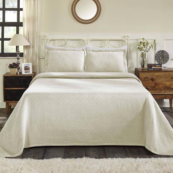 Superior Jacquard Matelasse Cotton Basketweave 3pc. Bedspread Set