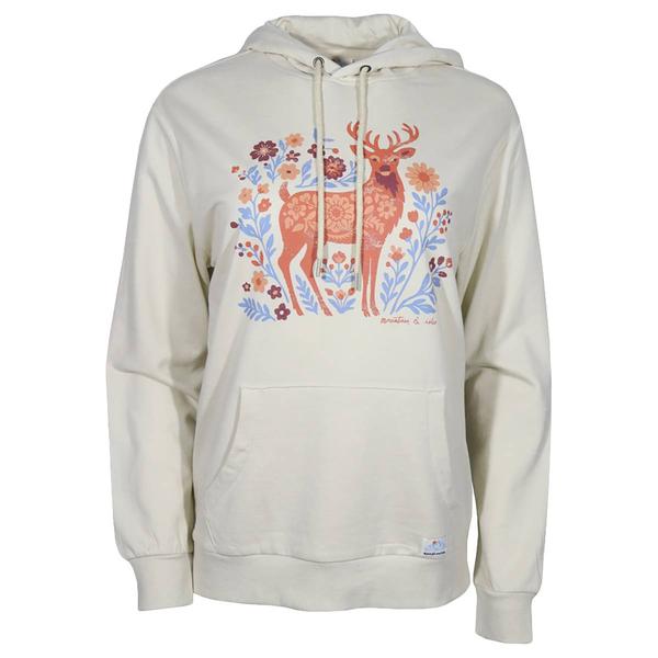 Womens Mountain and Isles Long Sleeve Deer Floral Graphic Hoodie