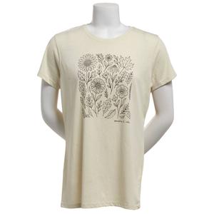 Womens Mountain and Isles Short Sleeve Floral Leaf Graphic Tee