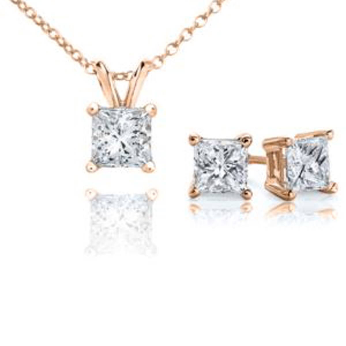 Parikhs 14kt. Rose Gold Princess Cut Diamond Set