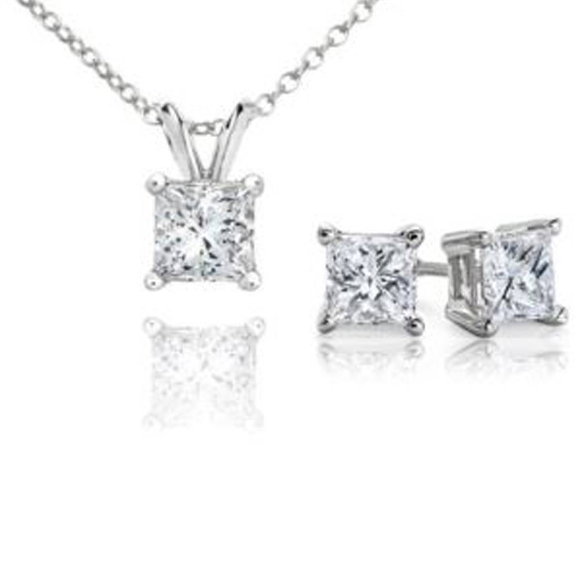 Parikhs 14kt. White Gold Princess Cut Diamond Set