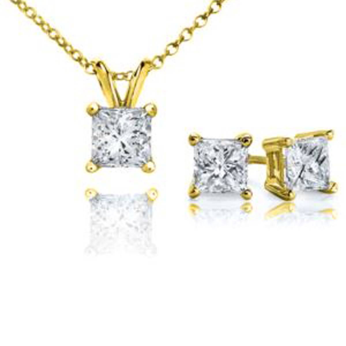Parikhs 14kt. Yellow Gold Princess Cut Diamond Set