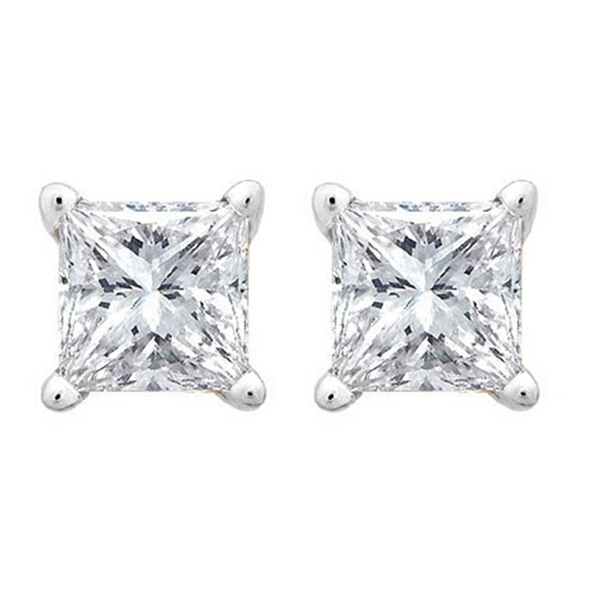 Parikhs 10kt. White Gold Princess Cut Stud Earrings