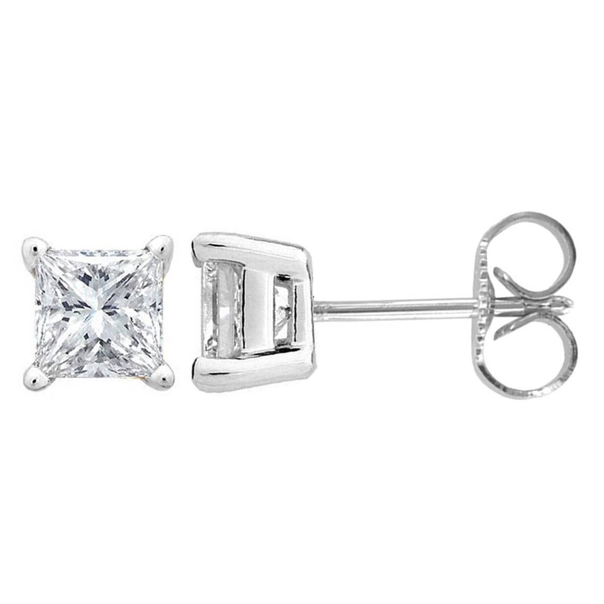 Parikhs 10kt. White Gold Princess Cut Stud Earrings