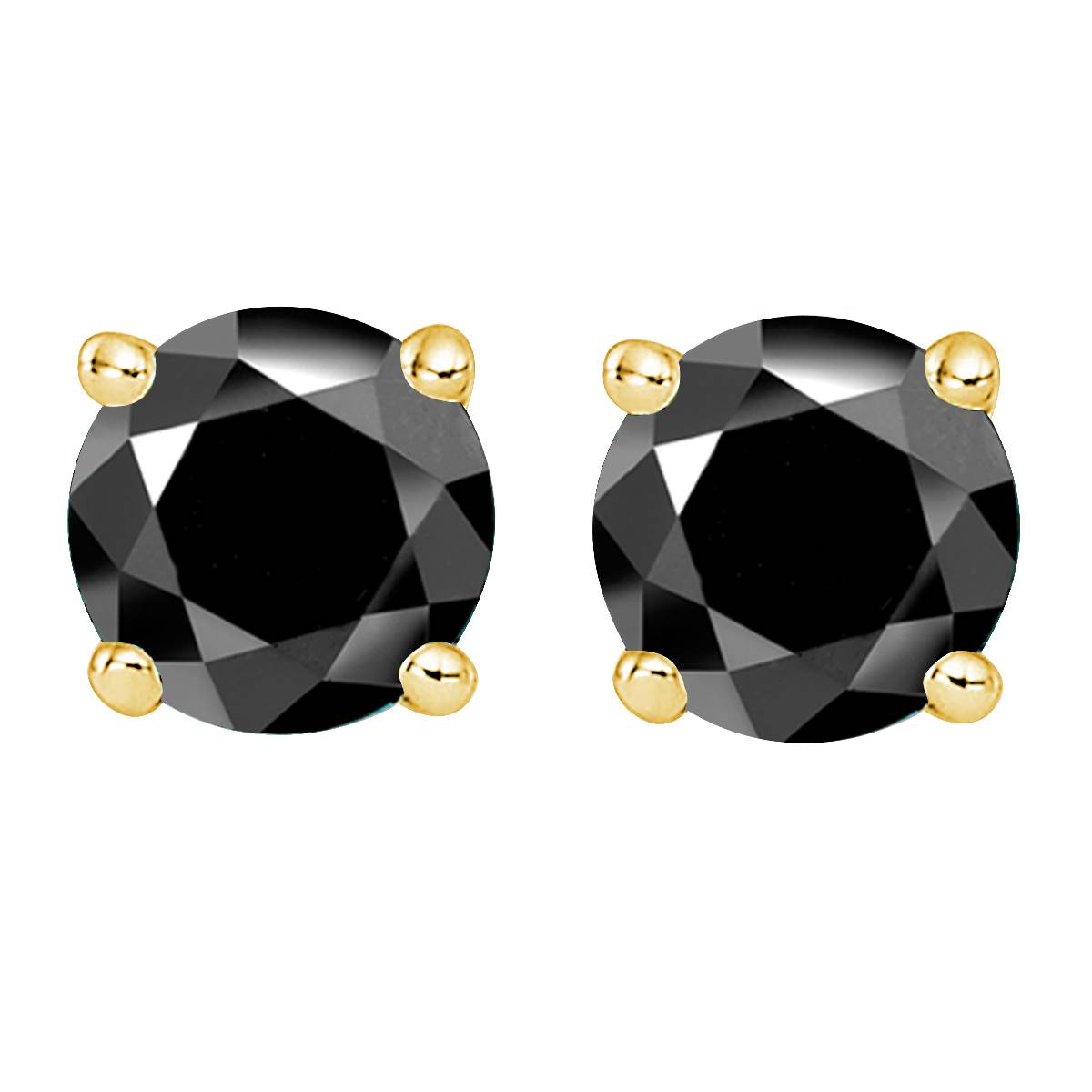 Parikhs 14kt. Yellow Gold Black Diamond Stud Earrings