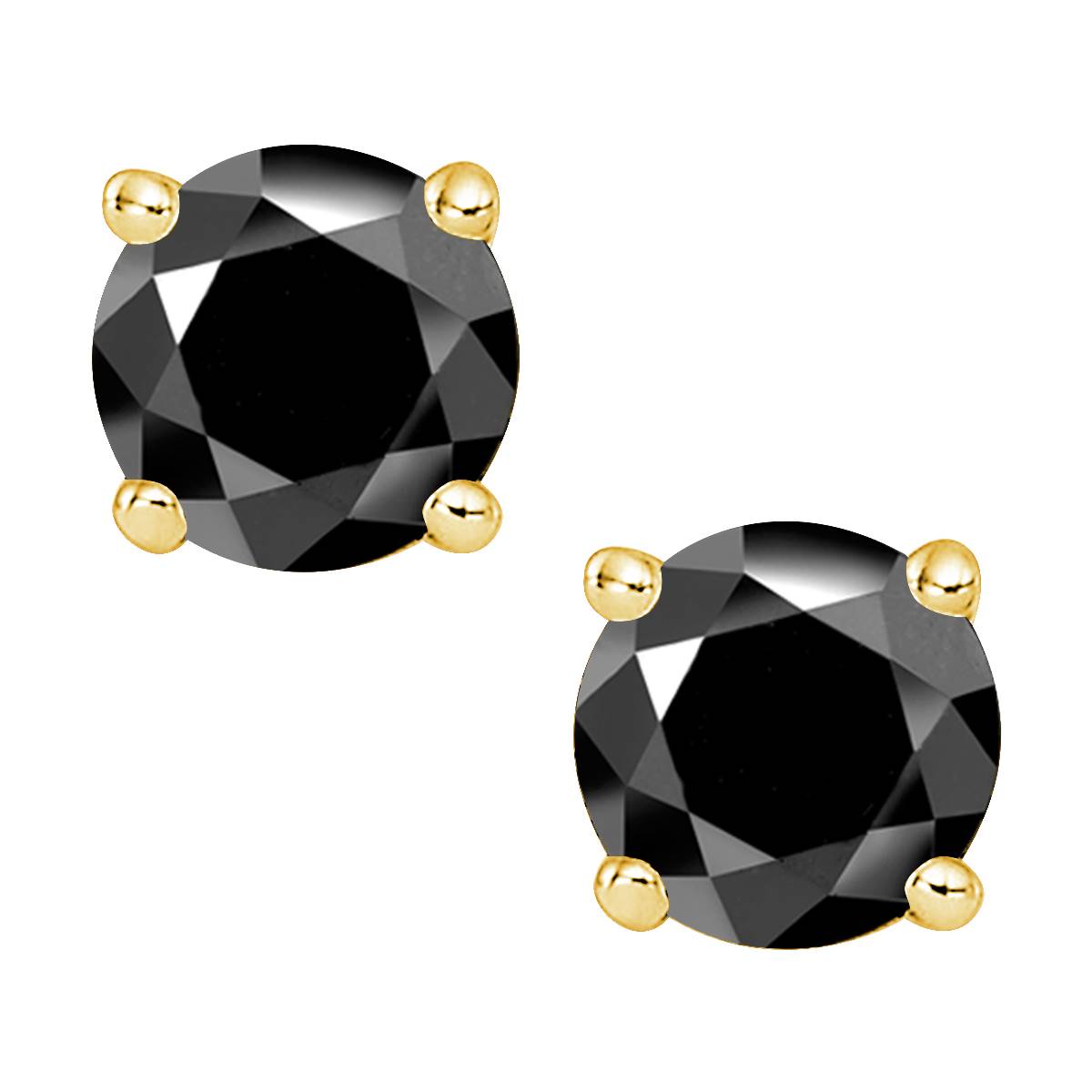 Parikhs 14kt. Yellow Gold Black Diamond Stud Earrings