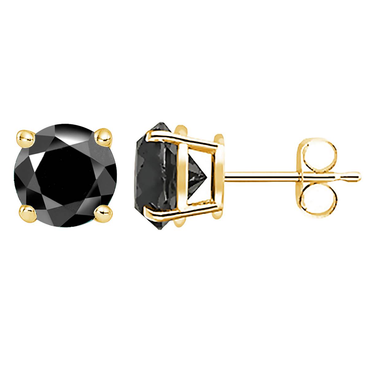 Parikhs 14kt. Yellow Gold Black Diamond Stud Earrings