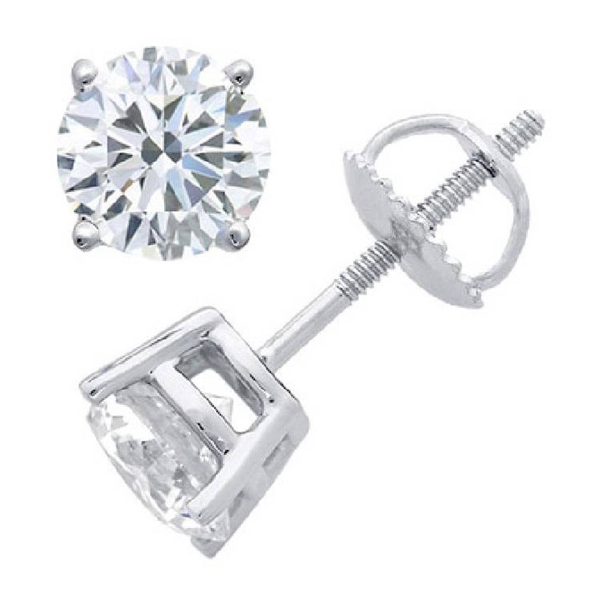 Parikhs 14kt. White Gold Round Diamond Stud Earrings