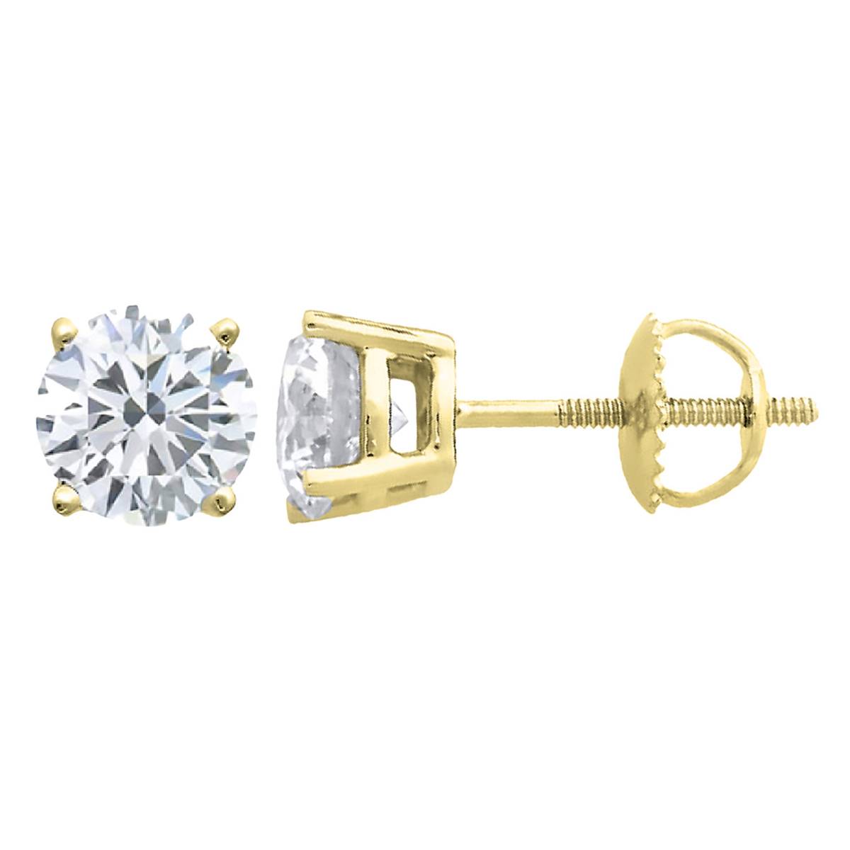 Parikhs 14kt. Yellow Gold Round Diamond Stud Earrings