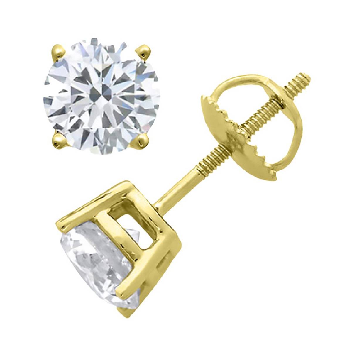 Parikhs 14kt. Yellow Gold Round Diamond Stud Earrings