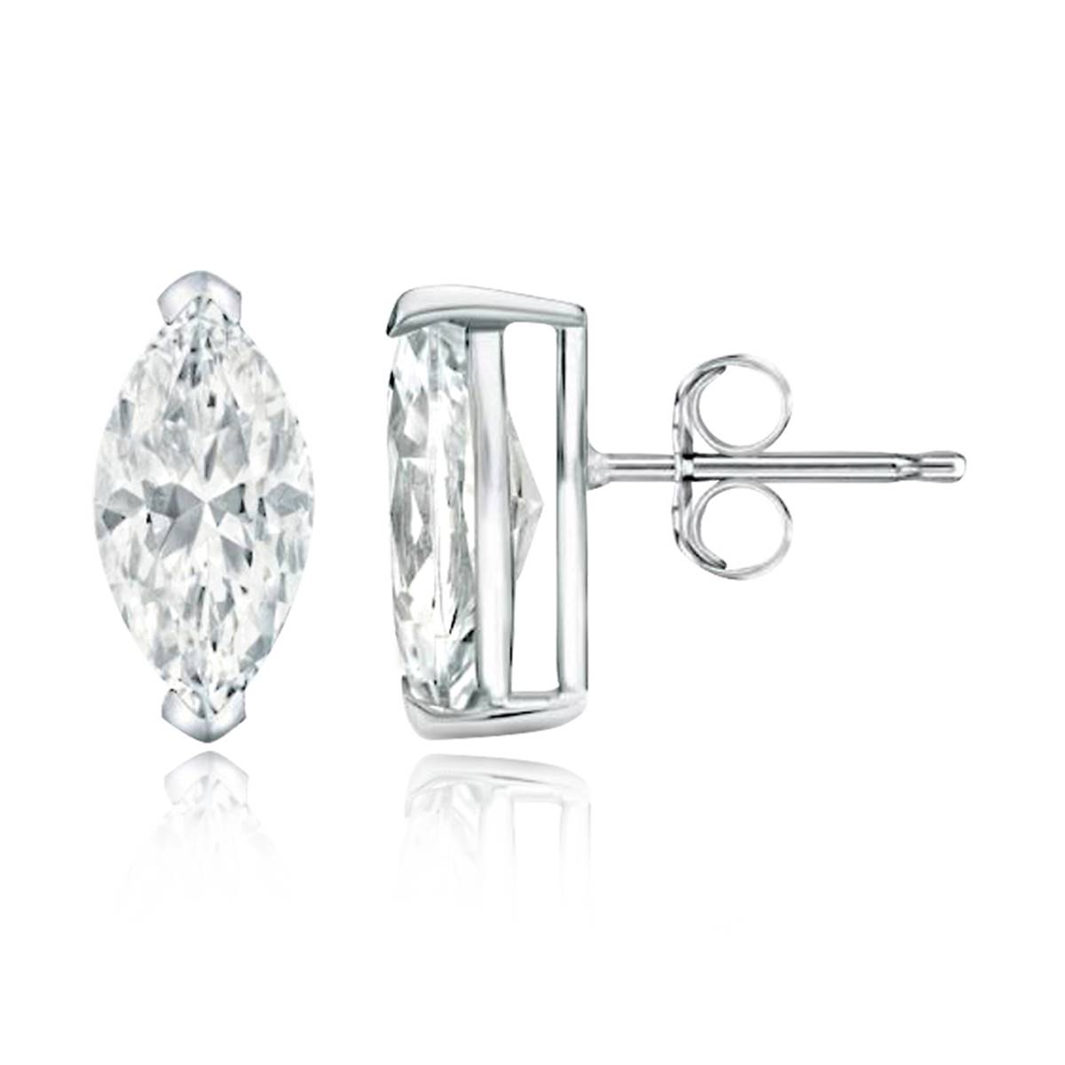 Parikhs 14kt. White Gold Marquise Diamond Stud Earrings