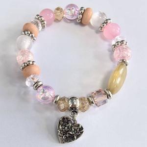 Beautiful Blessings Light Pink Stretch Bracelet with Heart Charm