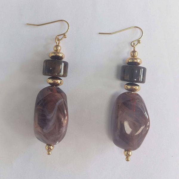 Ashley Cooper(tm) Gold-Tone Long Brown Beaded Marbleized Necklace