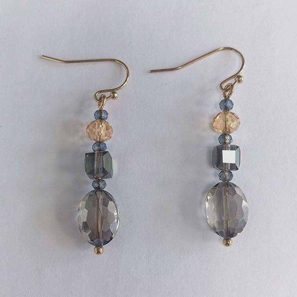Ashley Cooper(tm) Shiny Gold-Tone Glass Beaded Linear Drop Earrings