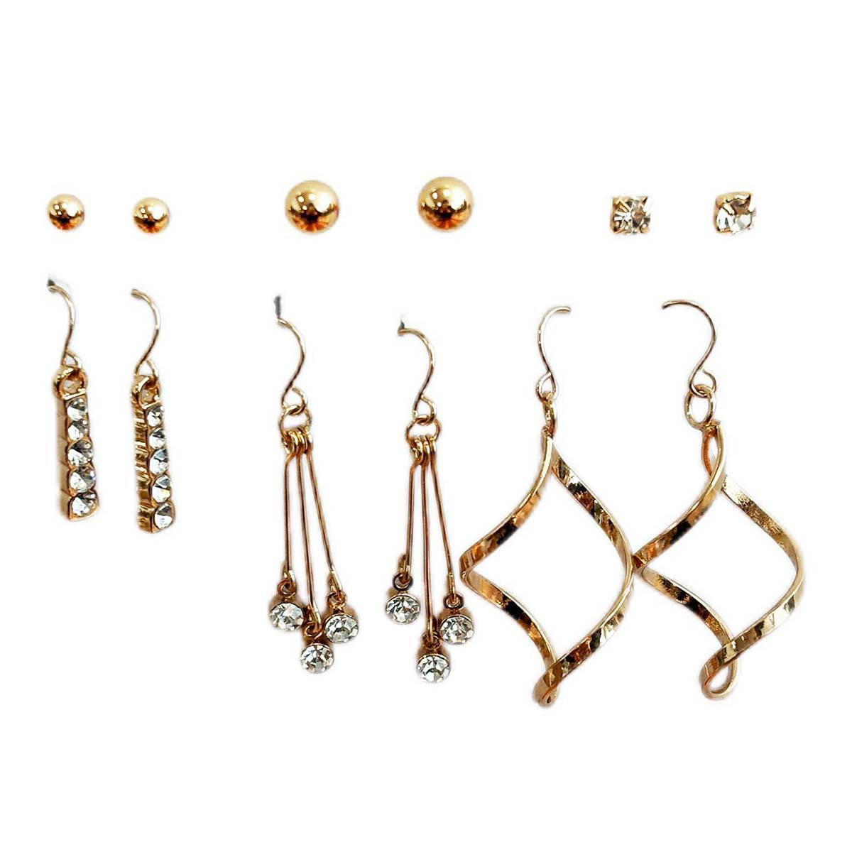 Ashley Cooper(tm) Gold-Tone 6pr. Stud & Fish Hook Drop Earrings Set