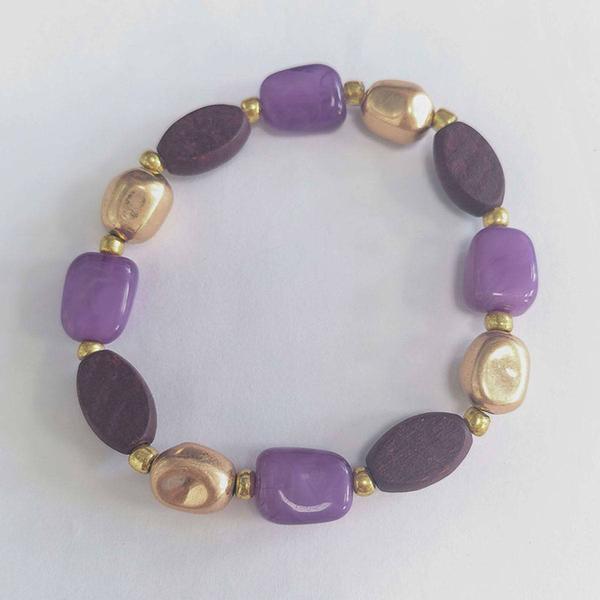 Ashley Cooper(tm) Shiny Gold-Tone/Blue/Purple Beaded Bracelet