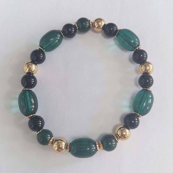 Ashley Cooper(tm) Gold-Tone/Emerald Green/Black Beaded Bracelet