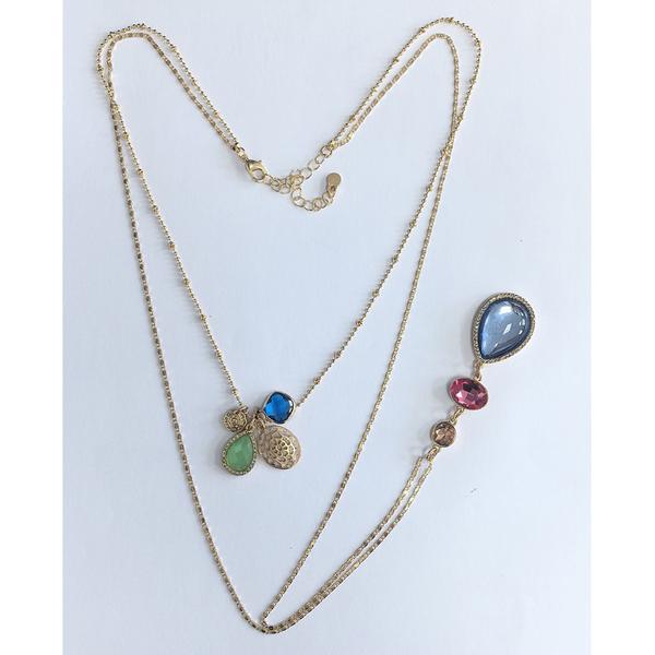 Ashley Cooper(tm) Shiny Gold-Tone Beaded Blue Teardrop Pendant