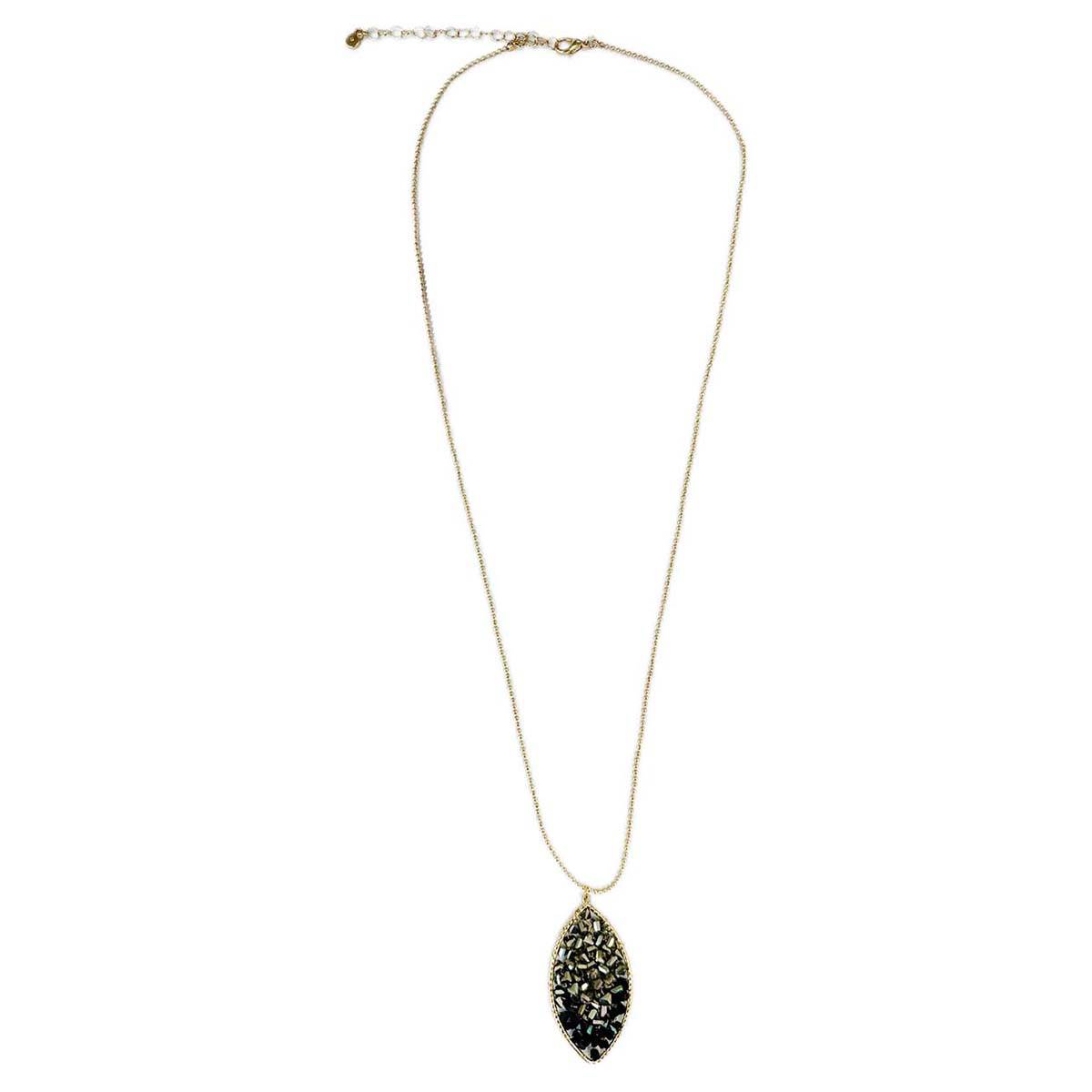 Ashley Cooper(tm) Shiny Gold-Tone Druzy Stone Pendant Necklace