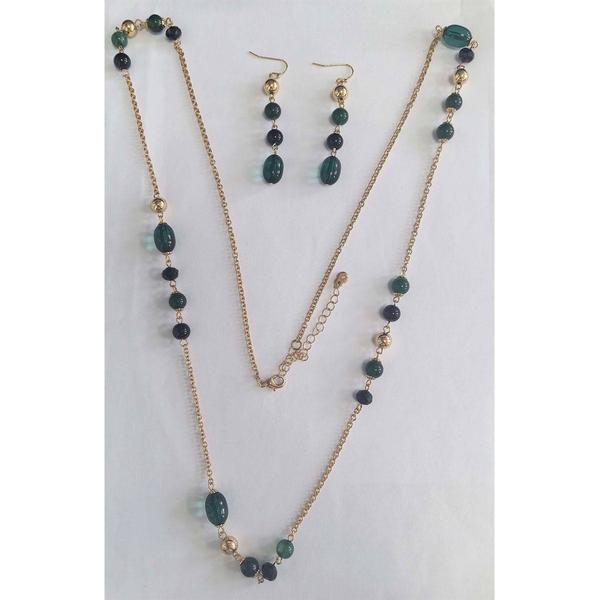 Ashley Cooper(tm) Gold-Tone Emerald & Black Necklace & Earrings Set
